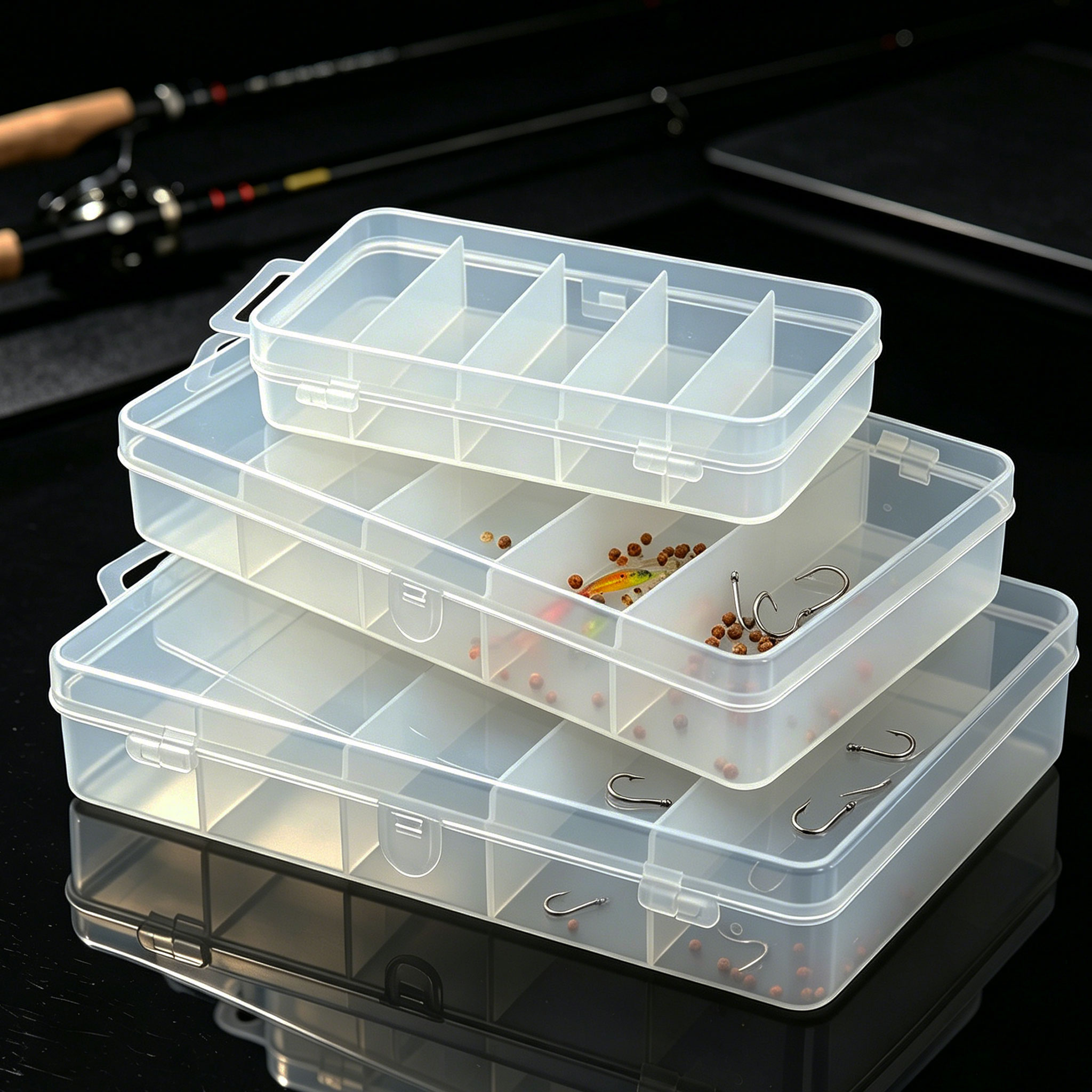 Fishing Lure Box - 1/3 ชิ้น 3 ขนาดของเหยื่อตกปลาพลาสติก, กล่องอุปกรณ์ตกปลา, กล่องตะขอตกปลา